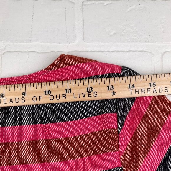Boden Dress Women 4R‎ Black Pink Stripe Sheath Cotton Linen Classic Career VTG - Picture 12 of 14